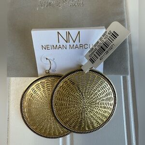 Neiman Marcus Women's Gold Filigree Disc Earrings Drops Medallion NEW